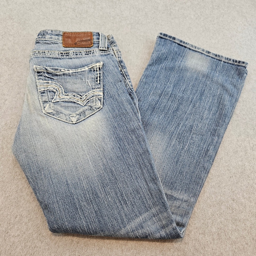 BIG STAR Casey Jeans Women 29S Blue Low Rise Bootcut Distressed Y2K Denim Chic